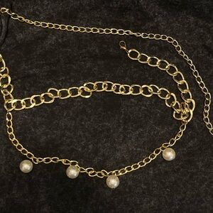 Elegant Gold Chain belt with Pearls